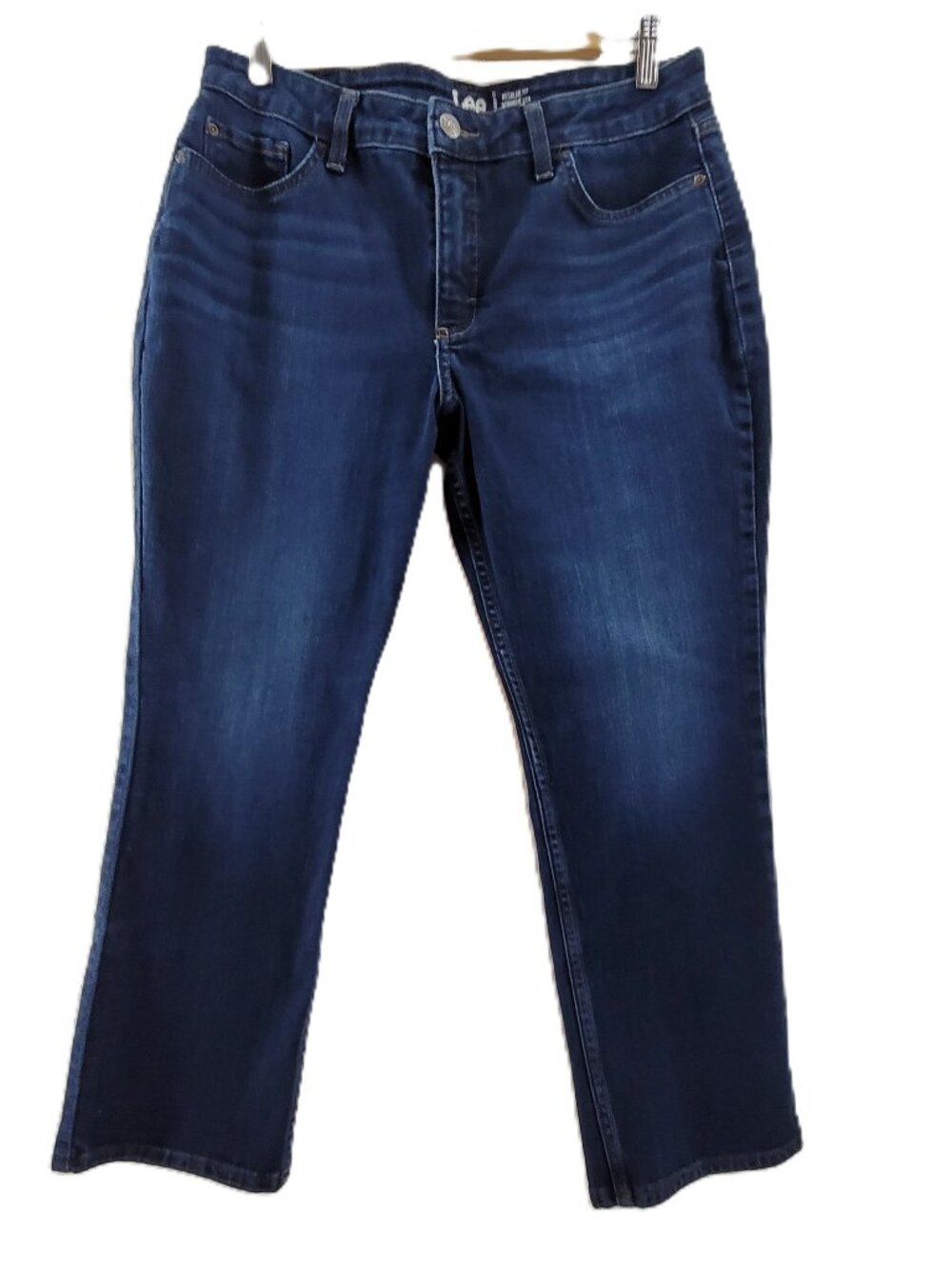 Lee Jeans Women's 14P Blue Regular Fit Straight Leg Midrise Stretch 5 Pocket